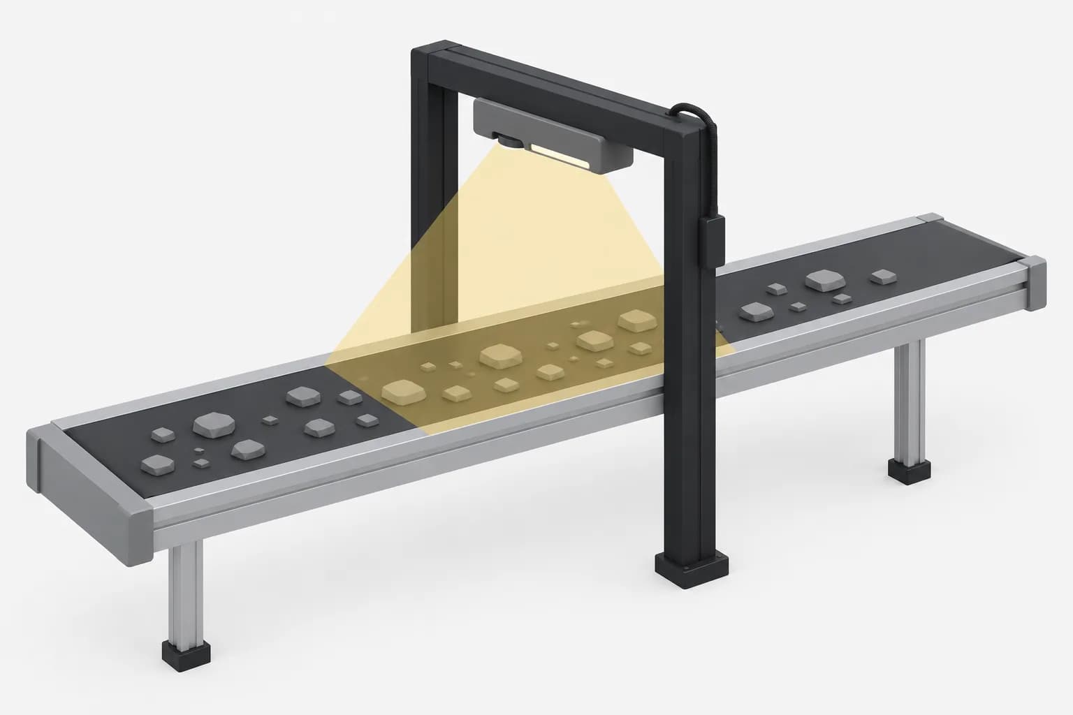 3D simplifié d'un portique vision Psycle pour le tri de déchets industriels