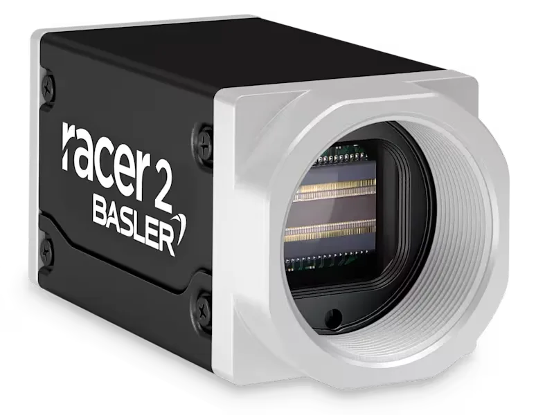 Basler racer 2 r2L4096-14gc line scan camera, front view with C-mount